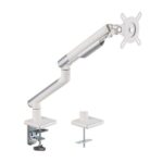 LDT49-C012-W Brateck Single Monitor Premium Slim Aluminum Spring-Assisted Monitor Arm Fix Most 17′-32′ Monitor Up to 9kg per screen VESA 75×75/100×100 – White