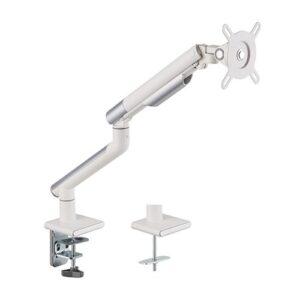 LDT49-C012-W Brateck Single Monitor Premium Slim Aluminum Spring-Assisted Monitor Arm Fix Most 17′-32′ Monitor Up to 9kg per screen VESA 75×75/100×100 – White