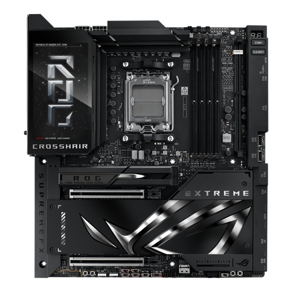 MBA-X870E-ROG-EXTREME ASUS AMD ROG CROSSHAIR X870E EXTREME (AM5) E-ATX Motherboard, DDR5 256GB, PCIe 5.0, 5x M.2, 10GbE + 5GbE LAN, Wi-Fi 7, USB4, 2x PCIe 5.0 x16, 4x SATA