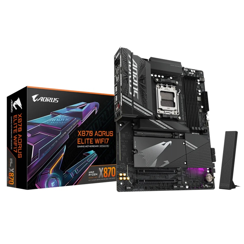 MBG-X870AELITEWF7 Gigabyte X870 AORUS ELITE WIFI7 AMD AM5 ATX Motherboard 4x DDR5~256GB,3x PCIe x16, 4x M.2, 4x SATA 6, 4x USB 3.2, 4x USB2.0, 2x USB-C,