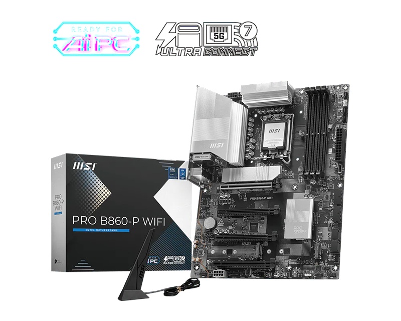 MBM-B860PWIFI MSI PRO B860-P WIFI, INTEL B860, 4x DDR5 256GB, 1x HDMI, 4x PCI-E x16, 3x M.2, 4x SATA, 8x USB 2.0, Intel® Wi-Fi 7
