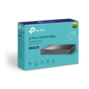 TP-LINK (E)TP-Link TL-SF1008LP 8-Port 10/100Mbps Desktop Switch with 4-Port PoE, Up To 41W For all PoE Ports