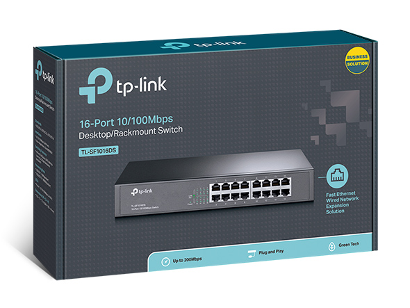 NWTL-SF1016DS TP-LINK (E)(CH)TP-Link TL-SF1016DS 16-Port 10/100Mbps Smart Switch or wall-mounting design Plug and play 3.2Gbps Switching Capacity Auto-MDI/MDIX Supports MAC