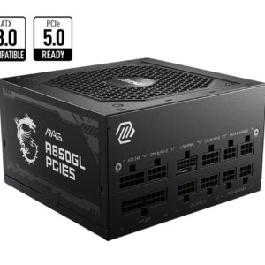 MSI MAG A850GL PCIE5 850W Up to 90% (80 Plus Gold) ATX Power Supply Unit, PFC, 100~240 VAC, 850W, 47-63Hz, PCI-E, SATA, FDD