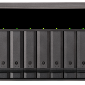 QNAP TL-D800C 8-bay desktop USB-C 3.1 Gen2 10Gbps JBOD expansion unit with a 1-meter USB-C to USB-A 3.1 Gen2