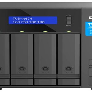 QNAP TVS-h474-PT-8G,4-bay QuTS hero NAS, Intel® Pentium® Gold G7400, up to 3.7GHz, 8GB SO-DIMM