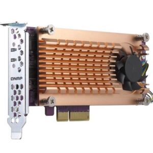 Qnap- Dual M.2 22110/2280 SATA SSD expansion card (PCIe Gen2 x2), Low-profile bracket pre-loaded, Low-profile