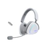 ASUS ROG Delta II Gaming Headset – WH, Tri-Mode (2.4GHz/BT/3.5mm), 50mm Titanium Drivers, 24-bit/96kHz, 32Ω, 20Hz-20kHz, 10mm Mic, 110H Bat, 318g, RGB