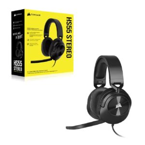 CA-9011260-AP Corsair HS55 STEREO Wired Gaming Headset – Carbon, 50mm drivers, 20Hz–20kHz, wired 3.5mm stereo, multi-platform support (PC/PS/Xbox/Switch/mobile)