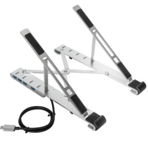 Targus AWU100205GL Portable Stand & Usb-A Hub, 5 HEIGHT ADJUSTABLE FOLDING STAND, 4X USB-A(3.2 Gen 1) ports.