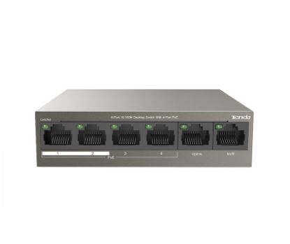 TD82026 Tenda (TEF1106P-4-63W) 6-Port 10/100M Desktop Switch with 4-Port PoE+