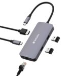 Verbatim USB-C Pro Multiport Hub 5 Port, HDMI 4K60, RJ45 1GbE, 2x USB-A 3.2 Gen1 5Gbps, USB-C PD 100W in/85W to host, pass-through charging