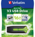 49177 Verbatim 16GB V3 USB3.0 Green Store’n’Go V3; Rectractable USB Storage Drive Memory Stick