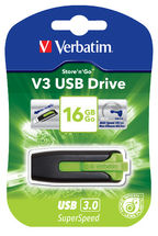 49177 Verbatim 16GB V3 USB3.0 Green Store’n’Go V3; Rectractable USB Storage Drive Memory Stick