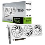 ASUS PRIME GeForce RTX™ 5070 12GB – White OC Edition, NVIDIA®, GDDR7, 6144 CUDA Cores, 28Gbps, 192-bit, PCIe 5.0, HDMI 2.1b, DP 2.1b