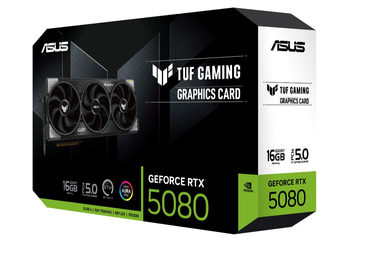 VCA-RTX5080-16G-TUF ASUS nVidia GeForce TUF-RTX5080-16G-GAMING RTX5080 16GB GDDR7 2617MHz Boost Clock, RAM 30Gbps, 1801 AI TOPs, Digital Max Resolution 7680 x 4320