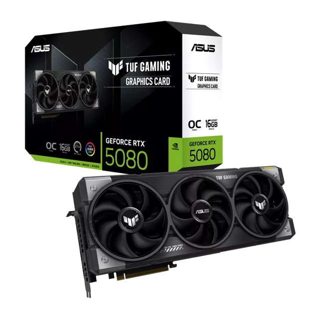 VCA-RTX5080-O16G-TUF ASUS nVidia GeForce TUF Gaming RTX™ 5080 16GB GDDR7 OC Edition,10752CUDA, 2730MHz,16GBGDDR7, 30Gbps, 256bit, PCIe5.0, 7680×4320, HDMI2.1b, DP2.1b