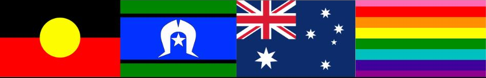 Aboriginal, Torres Strait Islander, Australian and Progress Pride flags