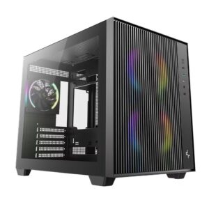 DeepCool CG330 MESH 3F High Airflow Dual Chamber Micro ATX Case, 3 Pre-Installed Fans, USB3.0 x1,USB2.0 x1,Type-C x1,Audio x1