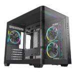 DeepCool CG330U 3F Panoramic Curved Glass Dual Chamber Micro-ATX Case, 3 Pre-installed PWM ARGB Fan, 1x USB-C,1× USB 3.0, 1×USB 2.0, Audio/Mic