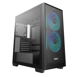DeepCool CG580 MESH 2F High Airflow Dual Chamber ATX Case, 2 Pre-Installed Fans, USB3.0×2/Gen2 Type-C×1/Audio&Mic×1