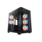 DeepCool CG590U 5F Sleek Showcase (one-piece curved glass) ATX Case,5 x Pre-installed ARGB Fans, USB3.0×2、Gen2 Type-C x1、Audio/Mic×1