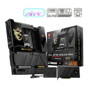 MSI MEG X870E GODLIKE MAX, AM5, AMD X870E, DDR5 9200+ OC, PCIe 5.0, Wi-Fi 7, 10G+5G LAN, USB4 40Gbps, Dynamic Dashboard III