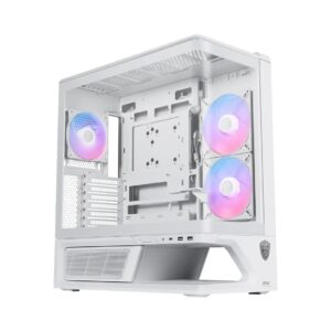 MSI MPG VIXTA 300R PZ – WHITE, Mid-tower case with panoramic tempered glass, 3 ARGB fans, USB-C 20Gbps, ATX/back-connect support, 420mm GPU cleara