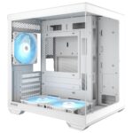 OKINOS Mirage 4 ES White Mini Tower Case, mATX/ITX, Tempered Glass, 3 x 120mm ARGB Fans, USB-C 5Gbps, 5 x Expansion Slots, GPU ≤325mm, CPU Cooler ≤155