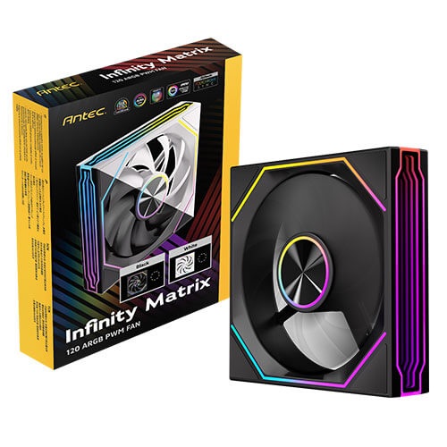 CFA-IM120ARGB Antec IM 120 ARGB – Black – 120mm PWM Fan, 800–1800RPM, 46.43CFM, 1.69mmAq, Hydraulic Bearing, ARGB