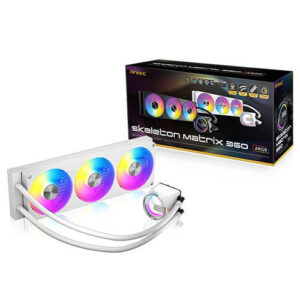 Antec Skeleton Matrix 360 ARGB – White, 360mm AIO, ARGB, 2400RPM, 74.23 CFM, 2.6mmHâ‚‚O, Intel/AMD, 3-Year Warranty