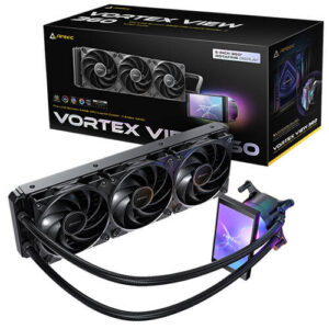 Antec Vortex View 360, 360mm AIO, Intel LGA115X/1200/1700/1851, AMD AM4/AM5, 3x120mm PWM fans, 2000 RPM, 59.23 CFM, ≤28.6 dB(A), aluminum rad