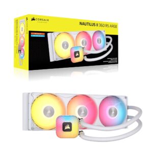 Corsair NAUTILUS II 360 RS ARGB Liquid CPU Cooler – White, 360mm Radiator, FlowDrive 2S Pump, 32 RGB LEDs, PWM, Zero RPM Mode, 5Yr Wty