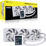 Corsair NAUTILUS II 360 RS LCD Liquid CPU Cooler – White, 360mm Rad, 3.5′ LCD, FlowDrive 2S Pump, 420–2100 RPM, PWM, AM5/AM4 and LGA 1851/1700 Support