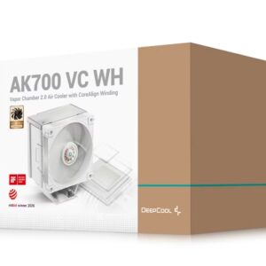 DeepCool AK700 VC WH Vapor Chamber Air Cooler, 7 Heat Pipes, 4-pin PWM, Intel LGA1851/1700/1200/115x, AMD AM5/AM4