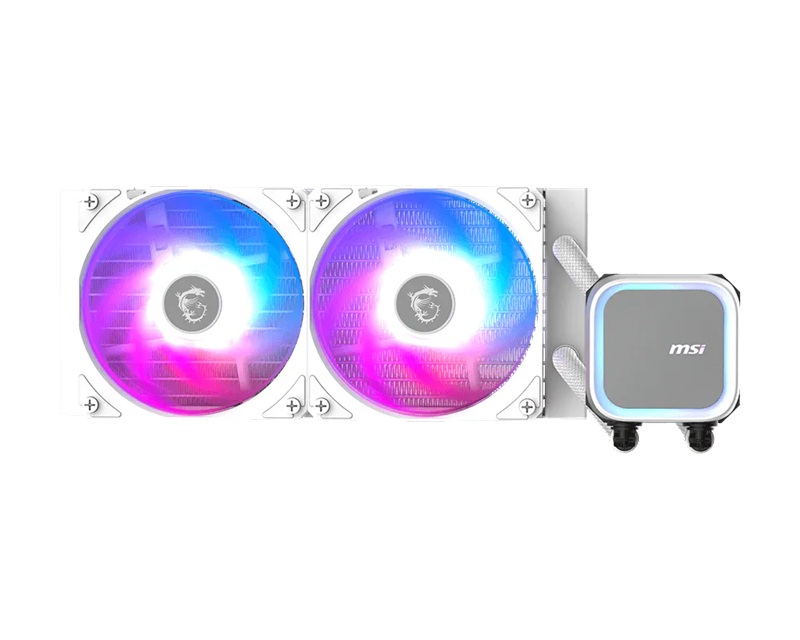 CFM-CORELIQUIDA13-240WH MSI MAG CORELIQUID A13 240 WHITE, 2.4′, IPS, USB 2.0 pin header, SATA, 2 fans, Two Ball Bearing, AM5 / AM4, 3 Year warranty