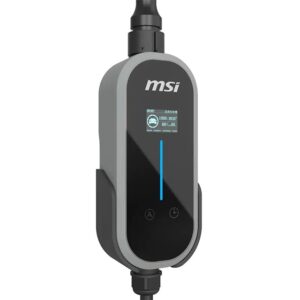 MSI Portable EV Charger Grey Ezgo 10A+15A+Home kit, Single Phase, 230V, 1PH, 2.3KW & 3.4KW, 5M Type 2 Charging gun, 1.8’LCD, IP66, 1.5T, Bluetooth
