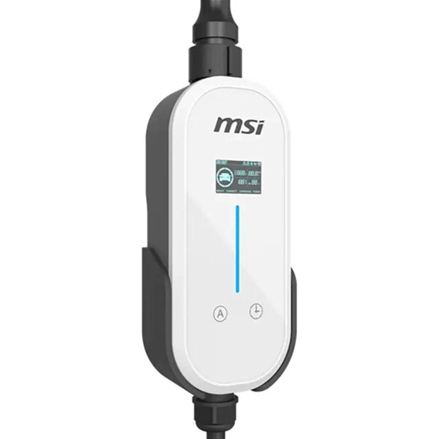 EVM-EV-EZGO-WH-V2 MSI Portable EV Charger White Ezgo 10A+15A+Home kit, Single Phase, 230V, 1PH, 2.3KW & 3.4KW, 5M Type 2 Charging gun, 1.8’LCD, IP66, 1.5T, Bluetooth