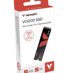 Verbatim Vi3000 256GB M.2 PCIe Gen 3 NVMe Internal SSD. Up to 3,100MB/s read and 1,300MB/s write. Up to 6x faster than a SATA SSD. Ideal for gaming.