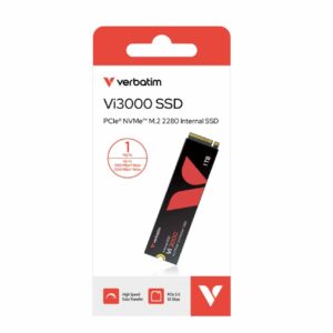 Verbatim Vi3000 1TB M.2 PCIe Gen 3 NVMe Internal SSD. Up to 3,100MB/s read and 1,300MB/s write. Up to 6x faster than a SATA SSD. Ideal for creators.