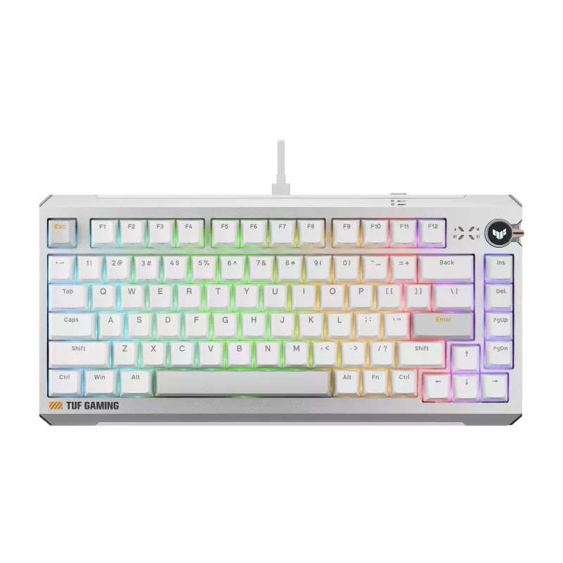 KBA-TUF-K4-MAGNETIC-WH ASUS TUF Gaming K4 Magnetic – White, magnetic switches, 8000Hz polling, 0.1–3.3mm actuation, RGB, hot-swappable, PBT keycaps, USB-C