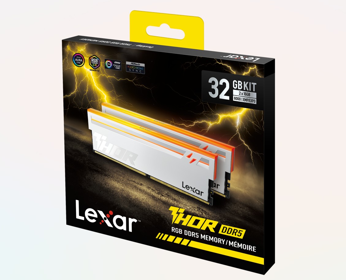 LXM-DR5-U16GX2-38SV-RGD Lexar LD5U16G60C38SV-RGD DDR5 UDIMM 32 GB Kit (2 x 16GB) 6000 MT/s 1.35V CL38 THOR RGB G2 SILVER GLOBAL DUAL INTEL XMP 3.0 & AMD EXPO
