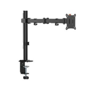 Brateck Flow Basic Articulating Monitor Arm Black, 17–32′, VESA 75×75/100×100, Clamp/Grommet Mount, ±90° Swivel, Height Adjustable, Quick-Release VESA