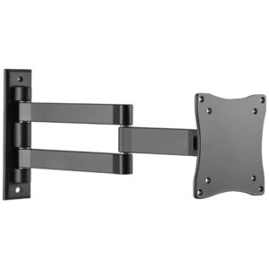 Brateck Aluminum Articulating TV Wall Mount, 13–27′, 15kg Capacity, VESA 75×75/100×100, Full Motion, ±70° Tilt, ±90° Swivel, 50–372mm Extension