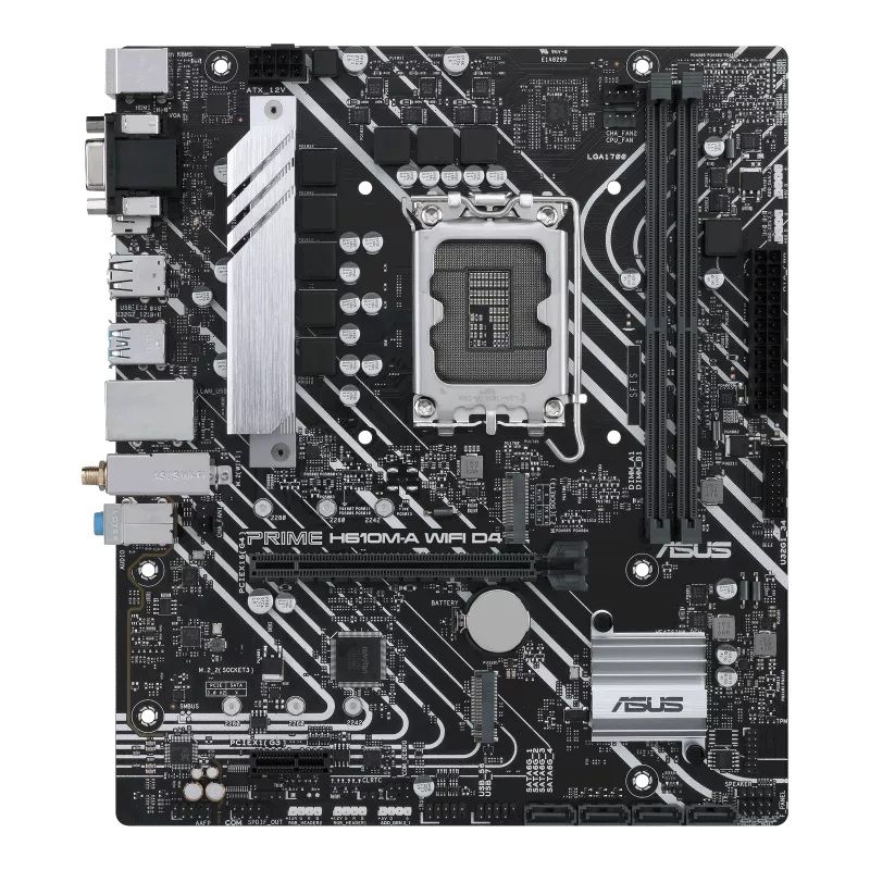 MBA-H610M-A-PRIWFD4-CSM ASUS PRIME H610M-A WIFI D4-CSM mATX-Motherboard, LGA1700, DDR4 64GB, PCIe 4.0, 2× M.2, Wi-Fi 5, 1GbE