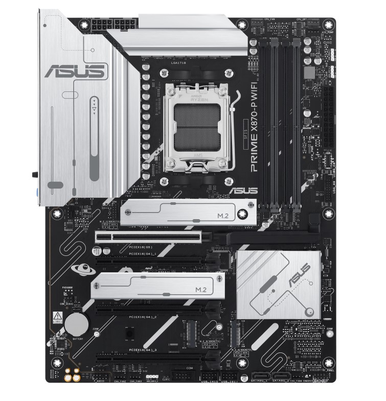 MBA-X870-P-WF-CSM ASUS AMD PRIME X870-P WIFI-CSM (AM5) ATX Motherboard, DDR5 192GB, 1x PCIe 5.0 x16 slot, 4 x M.2 slots, 2x SATA, Wi-Fi 7, 1 x HDMI