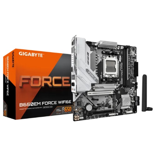 MBG-B650EMFORCEWF6E Gigabyte B650EM FORCE WF6E, AM5, Support for DDR5, 1 x HDMI port, 1 x PCI Express x16 , 3x M.2. 4x USB 3.2