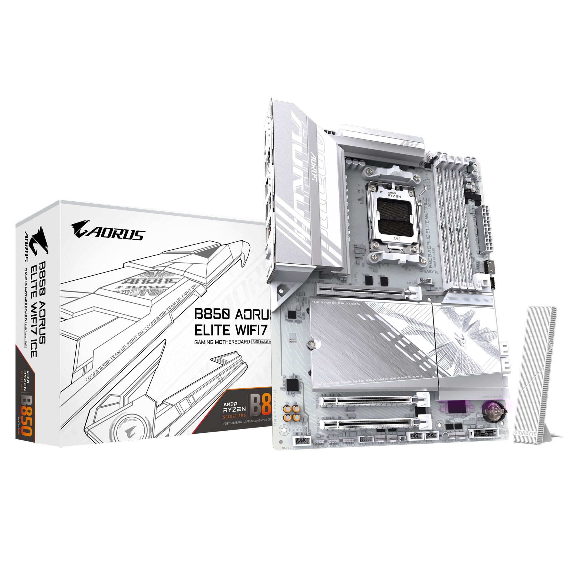 MBG-B850AELITEWF7ICE Gigabyte B850 A ELITE WF7 ICE 1.0 , AMD AM5, 1 x HDMI, 3 x PCI Express x16, 3 x M.2, 4 x SATA, 9x USB 3.2