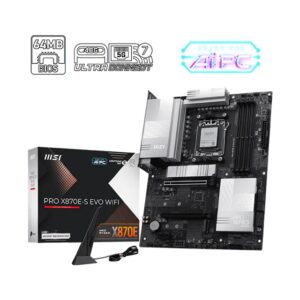 MSI PRO X870E-S EVO WIFI, AMD X870E, AM5, DDR5 256GB, PCIe 5.0, 3x M.2, Wi-Fi 7, 5G LAN, USB 40Gbps