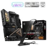 MSI X870E ACE MAX, AM5 X870E flagship, Ryzen 7000–9000, DDR5-8400+ OC, PCIe 5.0, dual M.2 Gen5, USB4, Wi-Fi 7, 10G+5G LAN, Audio Boost 5